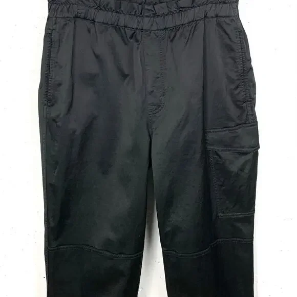 J Brand Piper Jogger Pant Black Cotton Blend Elasticized Paper Bag Waist Size 30 - Picture 8 of 13